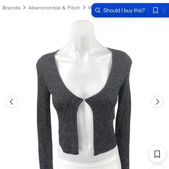 Abercrombie Black Glitter Open-Front Cardigan- Size Medium - Picture 10 of 10